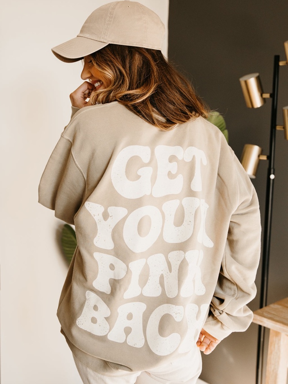 GET YOUR PINK BACK Pigment Dye Neutral Crewneck - Large